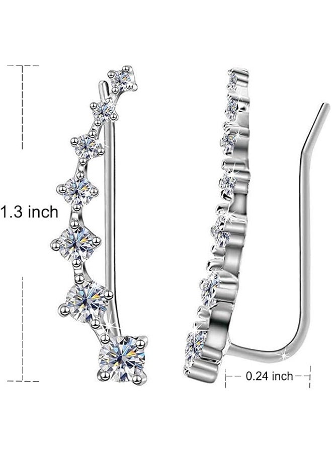 1 Pair of 7 Crystals Ear Cuffs Stud Climbers Earrings,French Style Hoop Earrings Made of Fashionable Alloy, Elegant and Simple Design - Image 2